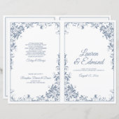 Elegant  Wedding Programs Dusty Blue (Voorkant / Achterkant)