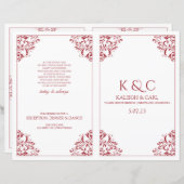 Elegant Wedding Programs - Foldover Booklet - Red (Voorkant / Achterkant)