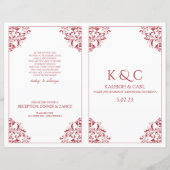 Elegant Wedding Programs - Foldover Booklet - Red (Voorkant)