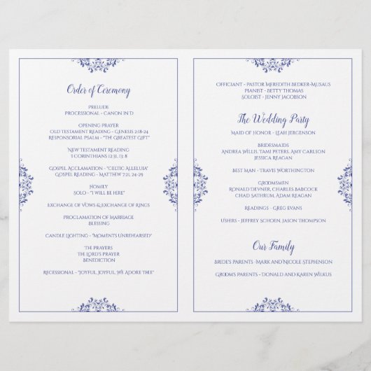 Elegant Wedding Programs - Nadine (Royal Blue) (Achterkant)