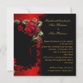 Elegant Wedding Red Roses Gold Kaart (Achterkant)