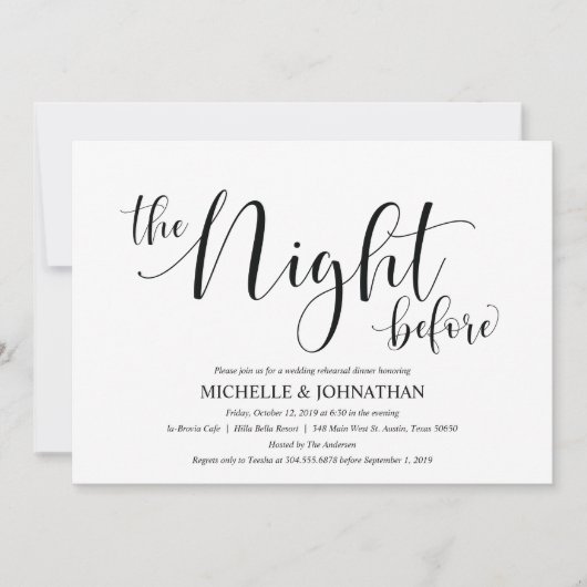 Elegant Wedding Rehearsal Dinner Invitation Card Kaart (Voorkant)