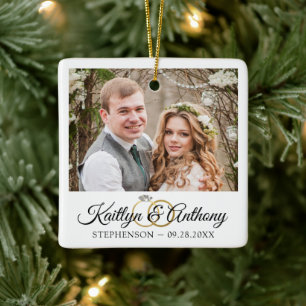 Elegant Wedding Rings 2 Foto herdenkingswit Keramisch Ornament