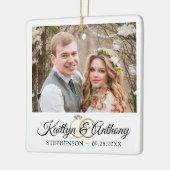 Elegant Wedding Rings 2 Foto herdenkingswit Keramisch Ornament (Links)