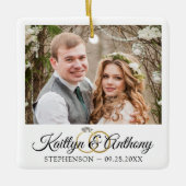 Elegant Wedding Rings 2 Foto herdenkingswit Keramisch Ornament (Voorkant)