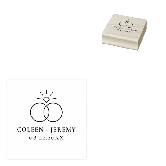 Elegant Wedding Rings Custom Save The Date Rubberstempel (Gestempeld)