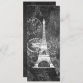 Elegant Wedding Romantic Paris Black Kaart (Voorkant / Achterkant)