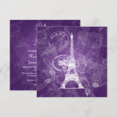 Elegant Wedding Romantic Paris Paars Kaart (Voorkant / Achterkant)