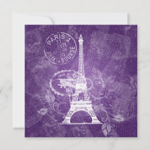 Elegant Wedding Romantic Paris Paars Kaart