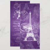 Elegant Wedding Romantic Paris Paars Kaart (Voorkant / Achterkant)