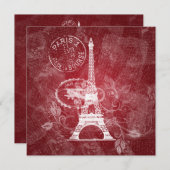 Elegant Wedding Romantic Paris Red Kaart (Voorkant / Achterkant)