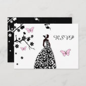 Elegant Wedding RSVP Bride Butterflies (Voorkant / Achterkant)
