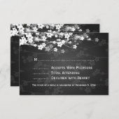 Elegant Wedding RSVP Cherry Blossom Black (Voorkant / Achterkant)