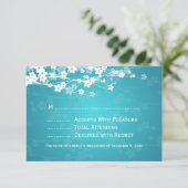 Elegant Wedding RSVP Cherry Blossom Blue (Staand voorkant)