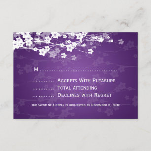 Elegant Wedding RSVP Cherry Blossom Paars