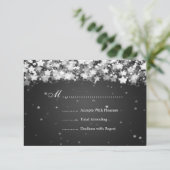 Elegant Wedding RSVP Dazzling Stars Black (Staand voorkant)