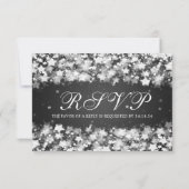 Elegant Wedding RSVP Dazzling Stars Black (Achterkant)