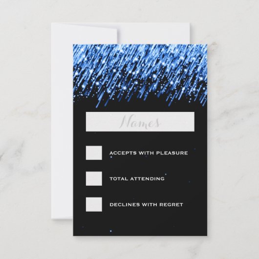 Elegant Wedding RSVP Falling Stars "Sapphire Blue" (Voorkant)