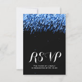 Elegant Wedding RSVP Falling Stars "Sapphire Blue" (Achterkant)