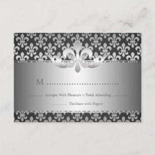 Elegant Wedding RSVP Fleur De Lis Black