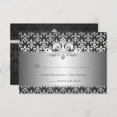 Elegant Wedding RSVP Fleur De Lis Black (Voorkant / Achterkant)