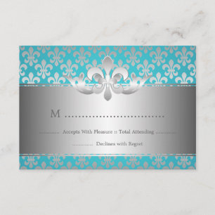 Elegant Wedding RSVP Fleur De Lis Blue
