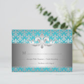 Elegant Wedding RSVP Fleur De Lis Blue (Staand voorkant)