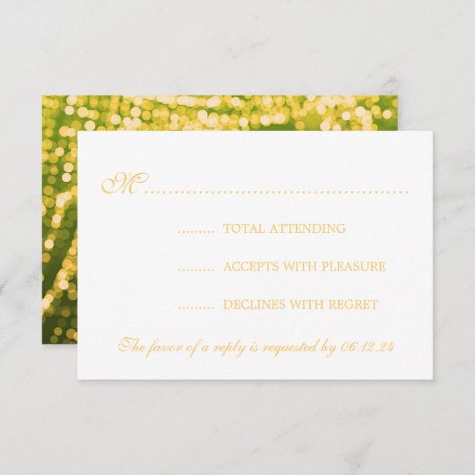 Elegant Wedding RSVP Gold String Lights (Voorkant / Achterkant)