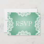 Elegant Wedding RSVP Lace Mint Green (Achterkant)