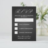 Elegant Wedding RSVP Monogrammed Hearts Black (Staand voorkant)