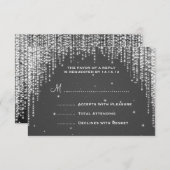 Elegant Wedding RSVP Night Dazzle Black (Voorkant / Achterkant)