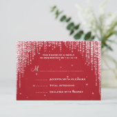 Elegant Wedding RSVP Night Dazzle Red Kaartje (Staand voorkant)
