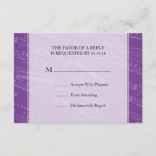 Elegant Wedding RSVP — Paars muziek Kaartje