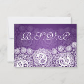 Elegant Wedding RSVP Paisley Lace Paars (Achterkant)