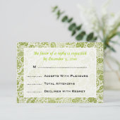 Elegant Wedding RSVP Paisley Pattern Lime Green Kaartje (Staand voorkant)