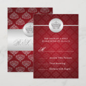 Elegant Wedding RSVP Royal Crown Red (Voorkant / Achterkant)