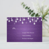 Elegant Wedding RSVP Shimmering Stars Paars (Staand voorkant)