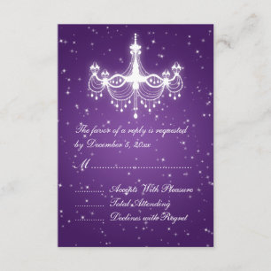 Elegant Wedding RSVP Spaarluchters Paars Kaartje