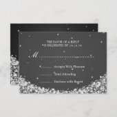 Elegant Wedding RSVP Star Sparkle Black (Voorkant / Achterkant)
