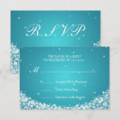 Elegant Wedding RSVP Star Sparkle Blue (Voorkant / Achterkant)