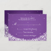 Elegant Wedding RSVP Star Sparkle Paars (Voorkant / Achterkant)