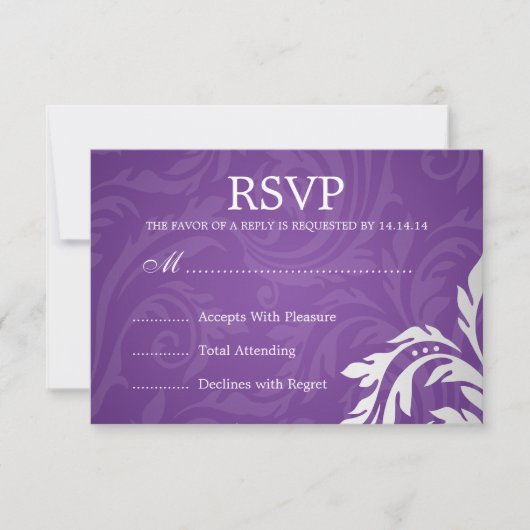 Elegant Wedding RSVP Swirly Flourish Paars (Voorkant)