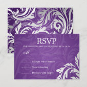 Elegant Wedding RSVP Swirly Flourish Paars (Voorkant / Achterkant)