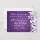 Elegant Wedding RSVP Winter Snowflakes Paars (Voorkant)