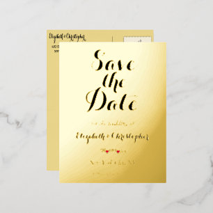 Elegant Wedding Save the Date Black Faux Gold Folie Uitnodiging Briefkaart