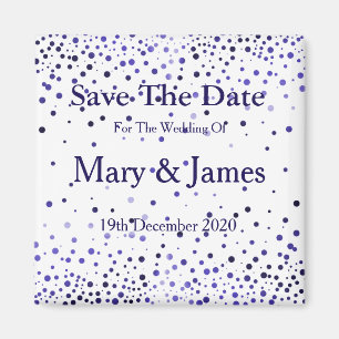 Elegant Wedding Save the Date Blue Glitter Sparkle Magneet