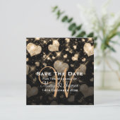 Elegant Wedding Save the Date Glitter Hearts Gold (Staand voorkant)