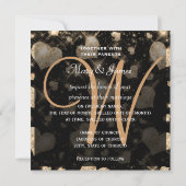 Elegant Wedding Save the Date Glitter Hearts Gold (Achterkant)