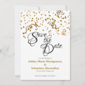 Elegant Wedding Save the Date Gold Confetti Kaart (Voorkant)