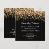 Elegant Wedding Save the Date Stars Gold (Voorkant / Achterkant)